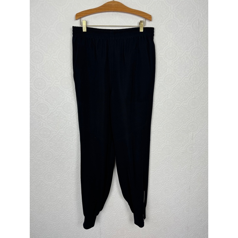 Rag & Bone Black Zip Cuff Jogger Pants Elastic Waist Tapered Trousers Womens M